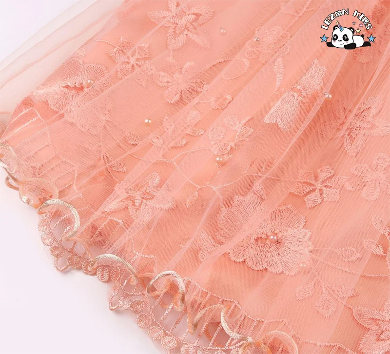 LEZONKIDS - Color Size Customization Children's Embroidered Mesh Princess Dress Puff  Party Girls Dress